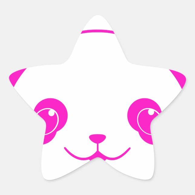 Pink Kawaii Panda Bear Star Sticker (Front)
