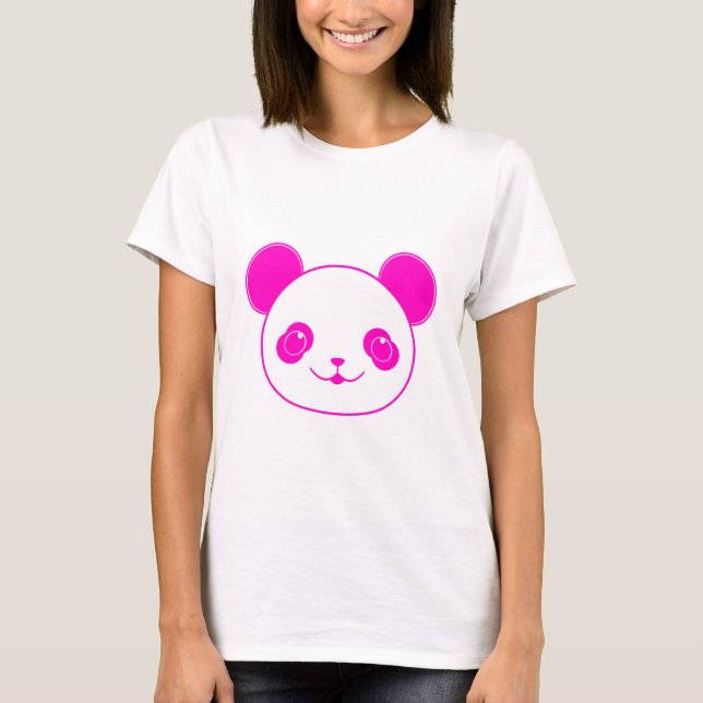Pink Kawaii Panda Bear T-Shirt (Front)