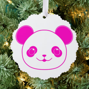 Pink Kawaii Panda Bear Tree Decoration Card