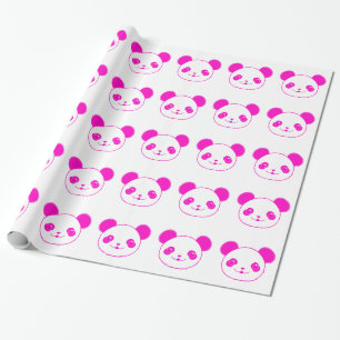 Pink Kawaii Panda Bear Wrapping Paper