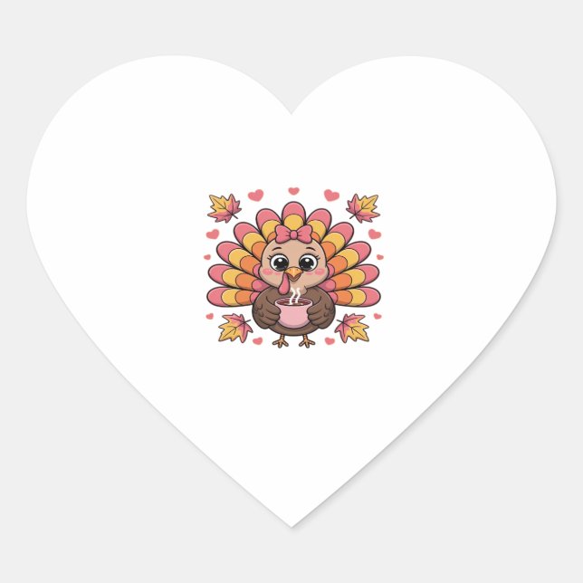 pink kawaii thanksgiving turkey Classic T-Shirt Heart Sticker (Front)