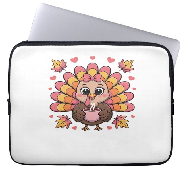 pink kawaii thanksgiving turkey Classic T-Shirt Laptop Sleeve (Front)