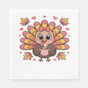 pink kawaii thanksgiving turkey Classic T-Shirt Napkin