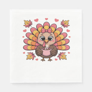 pink kawaii thanksgiving turkey Classic T-Shirt Napkin