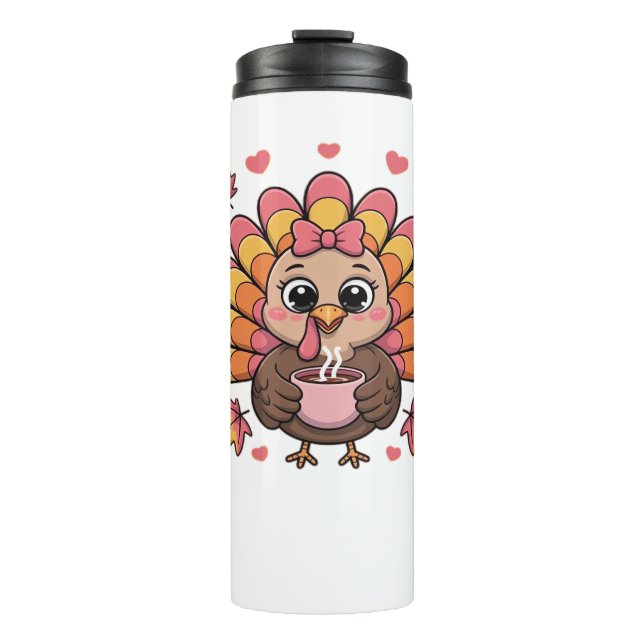 pink kawaii thanksgiving turkey Classic T-Shirt Thermal Tumbler (Front)