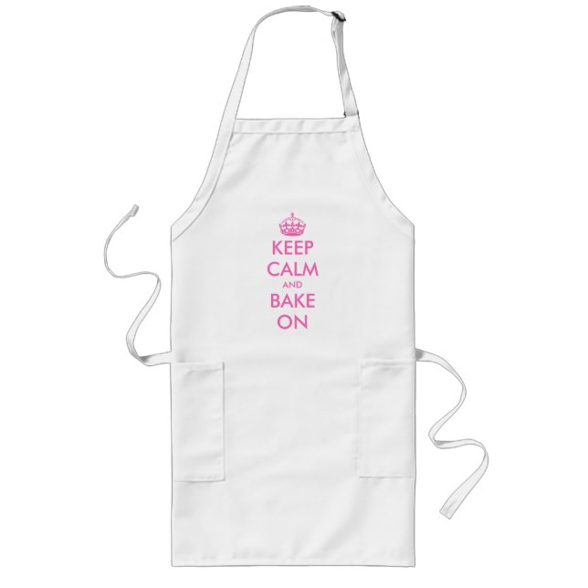 Pink keep calm and bake on baking apron for women (Front)