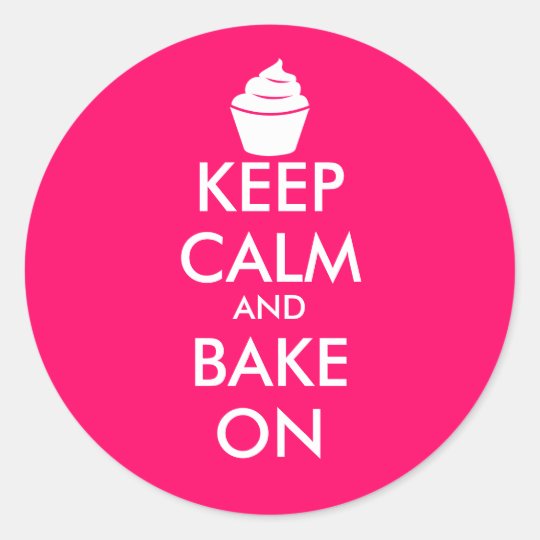 Pink keep calm and bake on stickers with cupcake