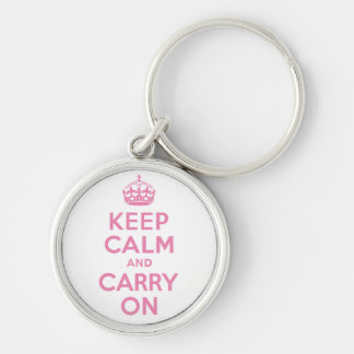 Pink Keep Calm And Carry On Key Ring