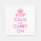 Pink Keep calm and carry on paper napkins