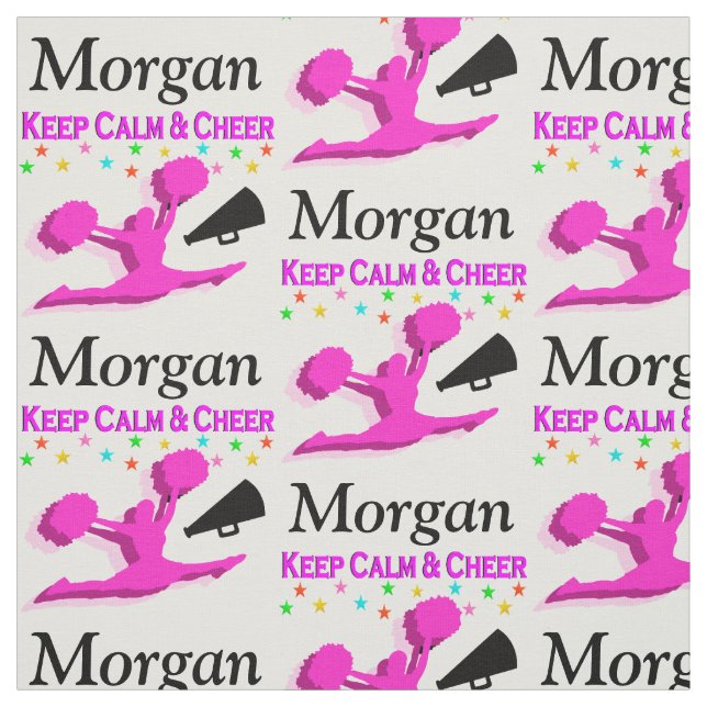 PINK KEEP CALM AND CHEER CUSTOM FABRIC (Swatch)