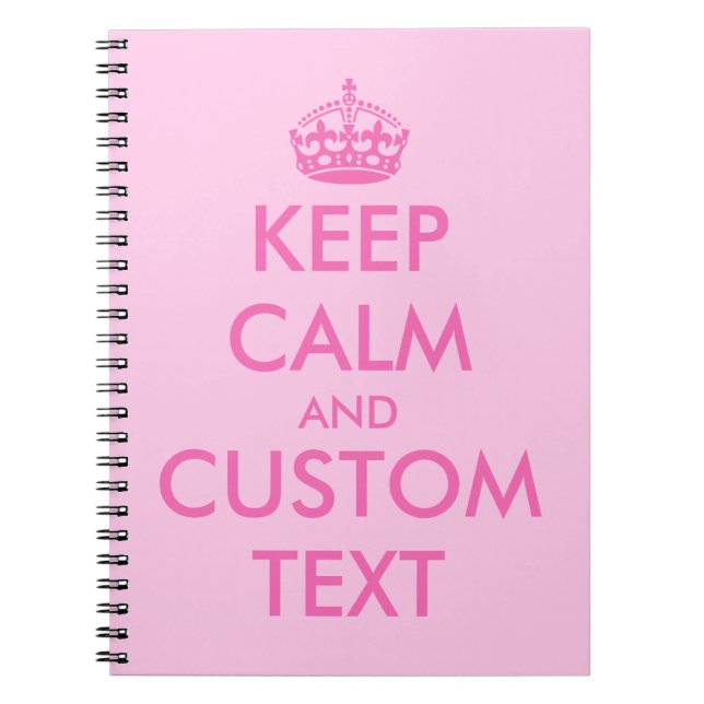 Pink Keep Calm notebook | Personalised text (Front)