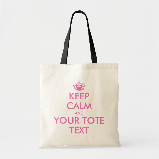 Pink keep calm reusable grocery shopping tote bag (Front)
