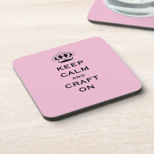 Pink, Keep Calm Set of 6 cork back Coaster