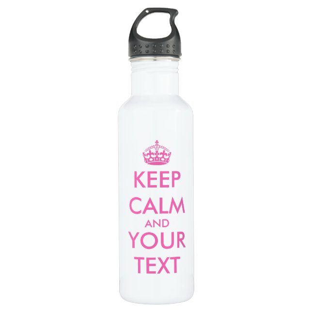Pink KeepCalm design | Customisable 710 Ml Water Bottle (Front)