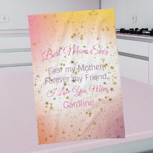 Pink Keepsake Best Mum Ever Template Mothers Day Tea Towel