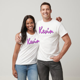 Pink Kevin Logo on White Tank Top