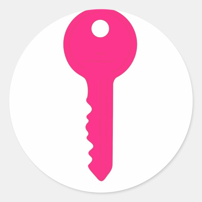 Pink Key Classic Round Sticker (Front)