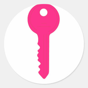 Pink Key Classic Round Sticker