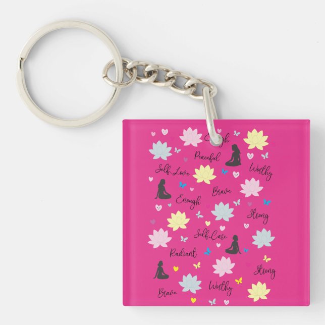 Pink Keychain | Resilient Bloom Lotus Design (Front)