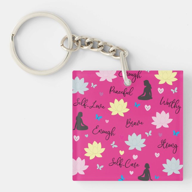 Pink Keychain | Resilient Bloom Lotus Design (Front)