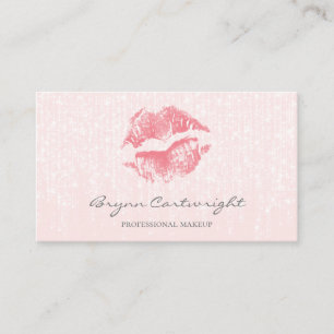Pink Kiss Lips with Subtle Twinkle Lights Makeup Business Card