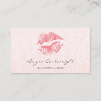 Pink Kiss Lips with Subtle Twinkle Lights Makeup Business Card