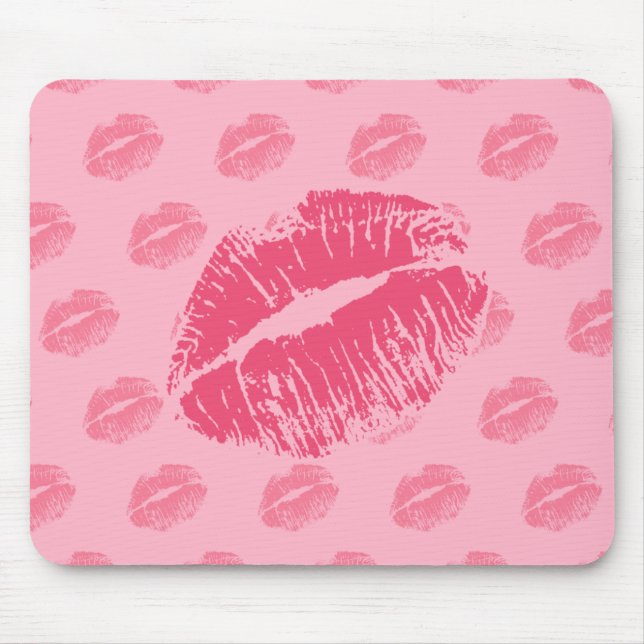 Pink Kiss Mouse Mat (Front)