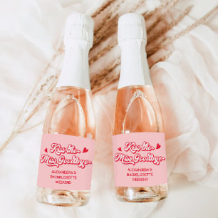 Pink Kiss the miss goodbye Bachelorette Champagne Sparkling Wine Label