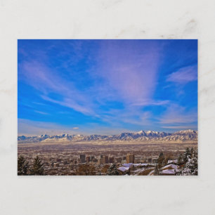 Pink Kissed Sky Over Salt Lake City, Utah Postcard