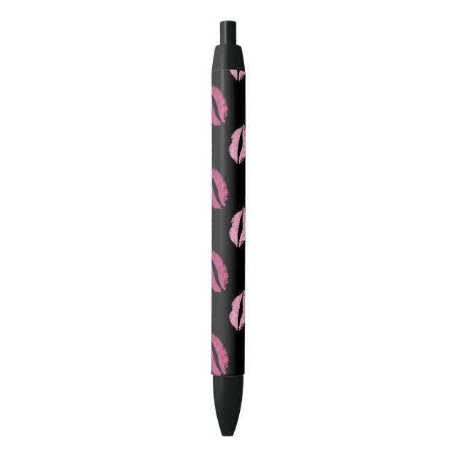 Pink Kisses Black Ink Pen (Front Vertical)