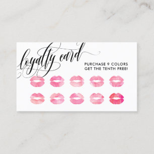 Pink Kisses - Calligraphy Loyalty Punch Card