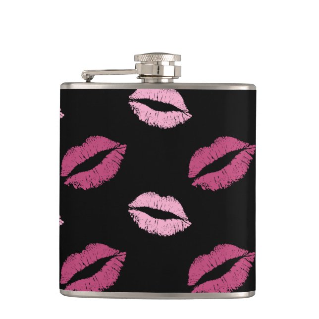 Pink Kisses Hip Flask (Front)
