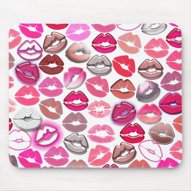 Pink Kisses Mouse Mat (Front)