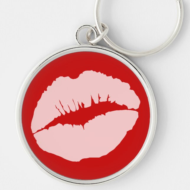 Pink Kissy Lips Key Ring (Front)