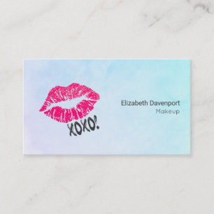 Pink Kissy Lips xoxo! Turquoise Colour Professiona Business Card
