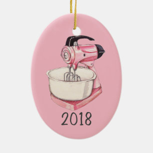 Pink Kitchen Mixer Keepsake Year Ceramic Tree Decoration