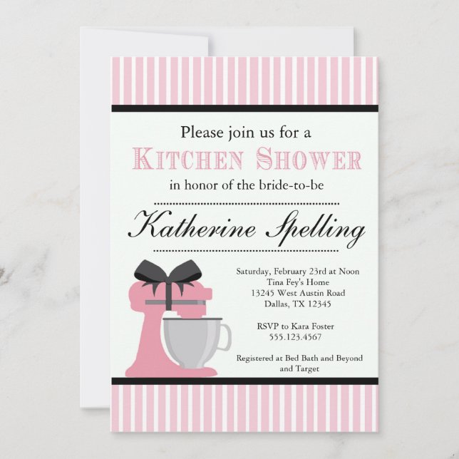 Pink Kitchen Shower Bridal Wedding Invitation (Front)