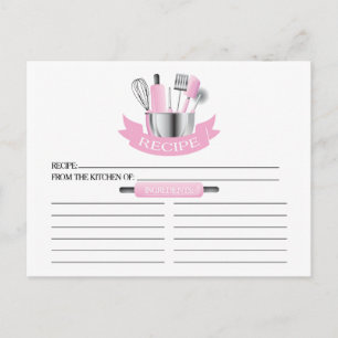 Pink Kitchen Tools Bridal Shower Recipe Cards