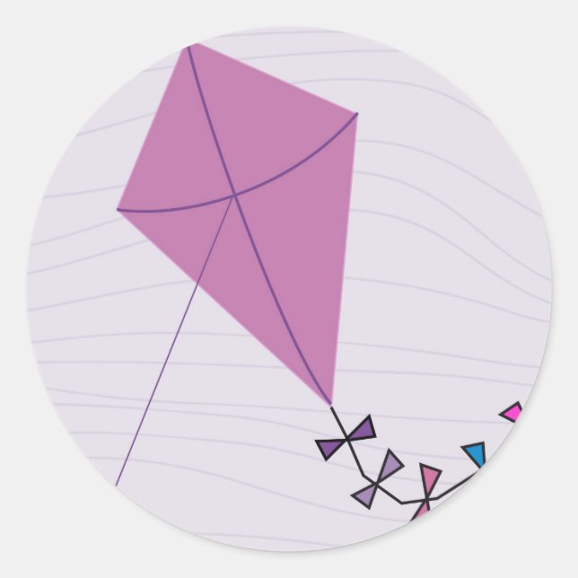Pink Kite Classic Round Sticker (Front)