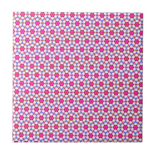 Pink kitsch flower pattern tile