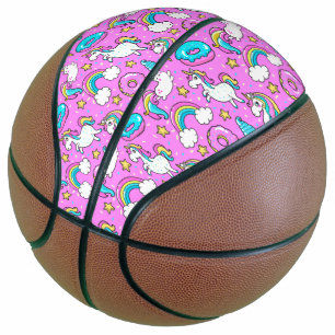 Pink Kitschy glittery funny unicorn and kitty Basketball