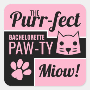 Pink Kitten Bachelorette Party Square Sticker