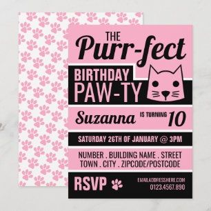 Pink Kitten Birthday Party Invitation