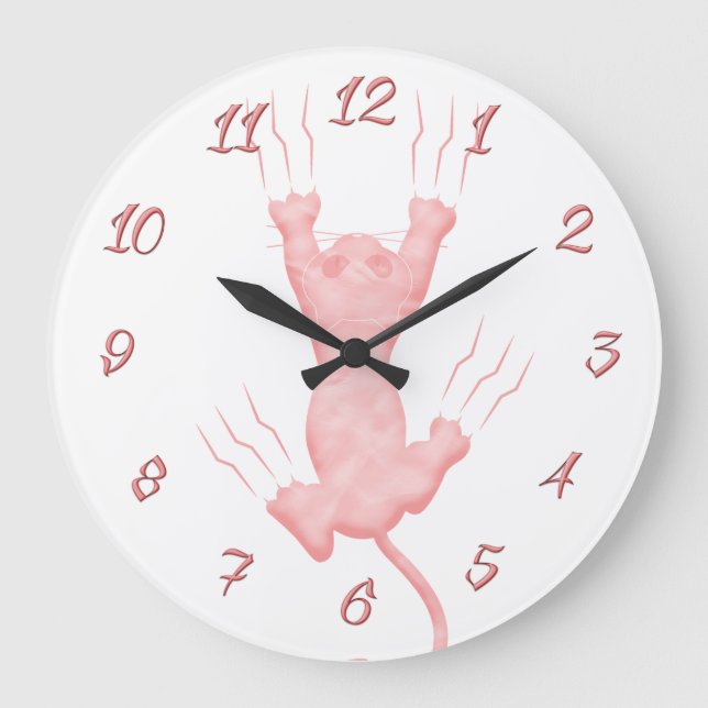 Pink Kitten Custom Template Large Clock (Front)