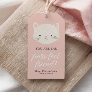 Pink Kitten Kids Valentines Day Gift Tags