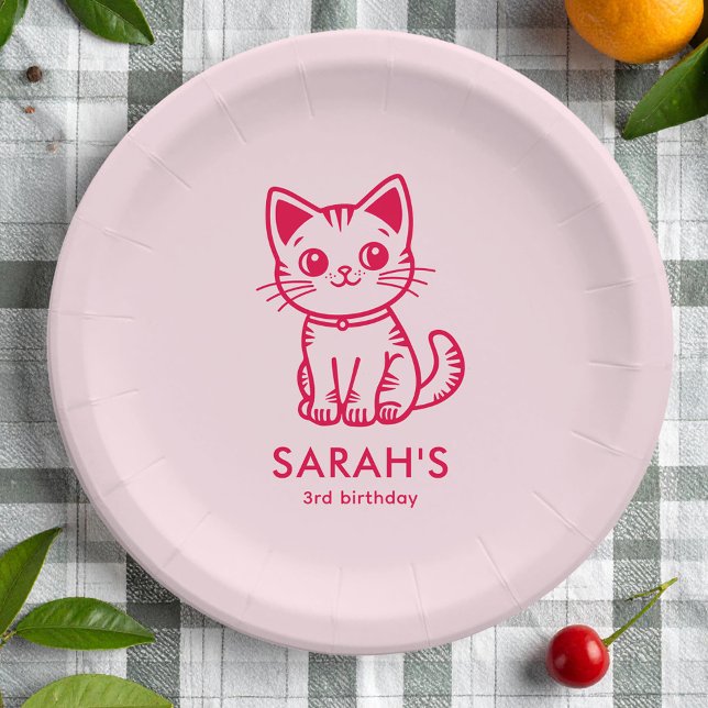 Pink kitten paper plate (Creator Uploaded)