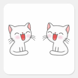 Pink kittens are smiling square sticker