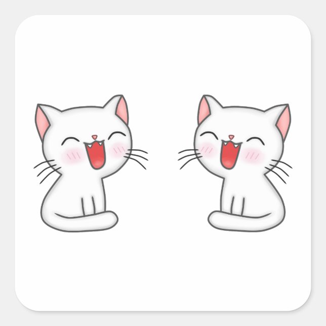 Pink kittens are smiling square sticker (Front)