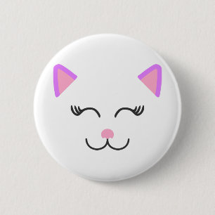 Pink kitty cat 6 cm round badge