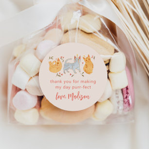 Pink Kitty Cat Birthday Party Favor Classic Round Sticker